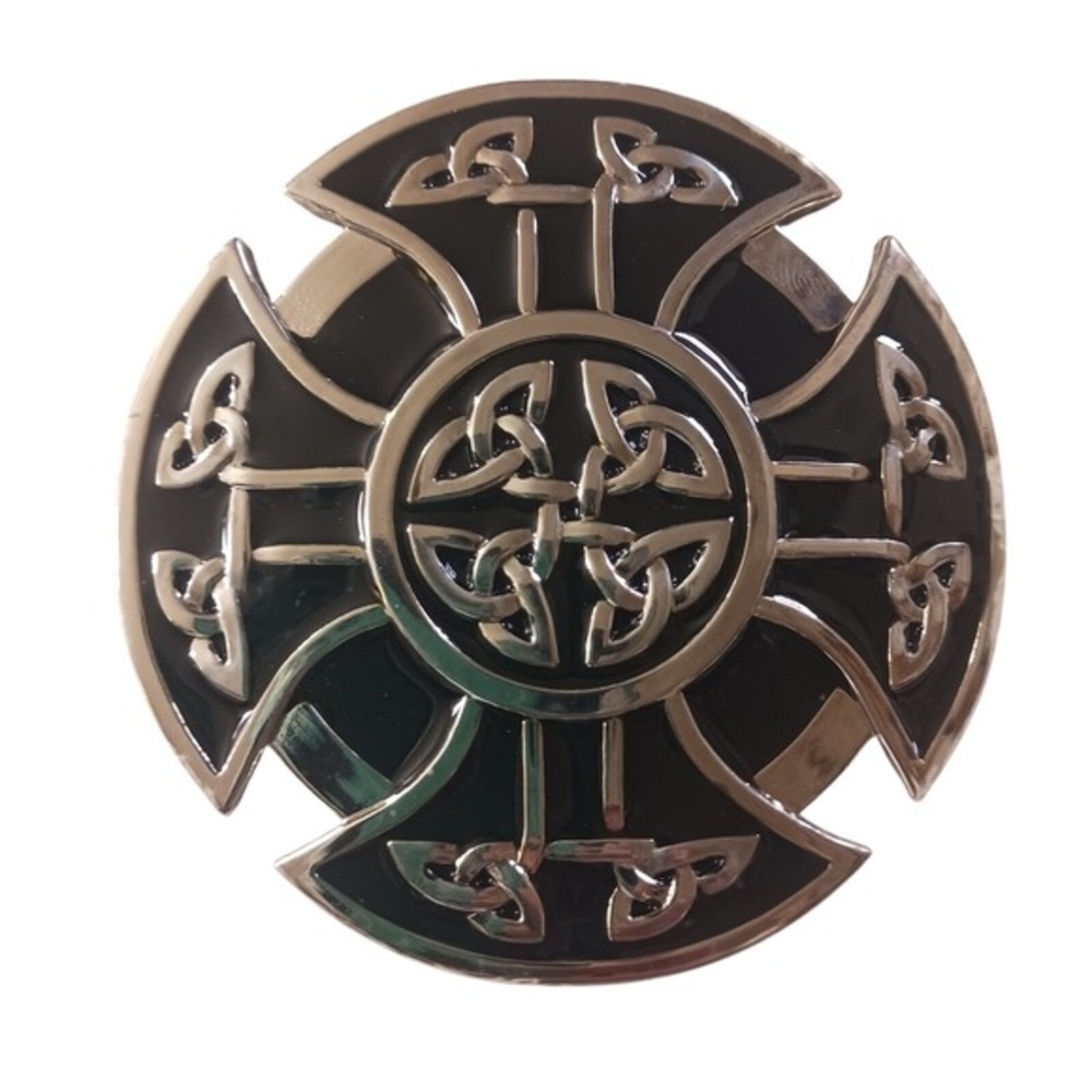 Diamond Plate Celtic Knot Cross Metal Belt Buckle NWT Biker Gothic Y2K Revival‎